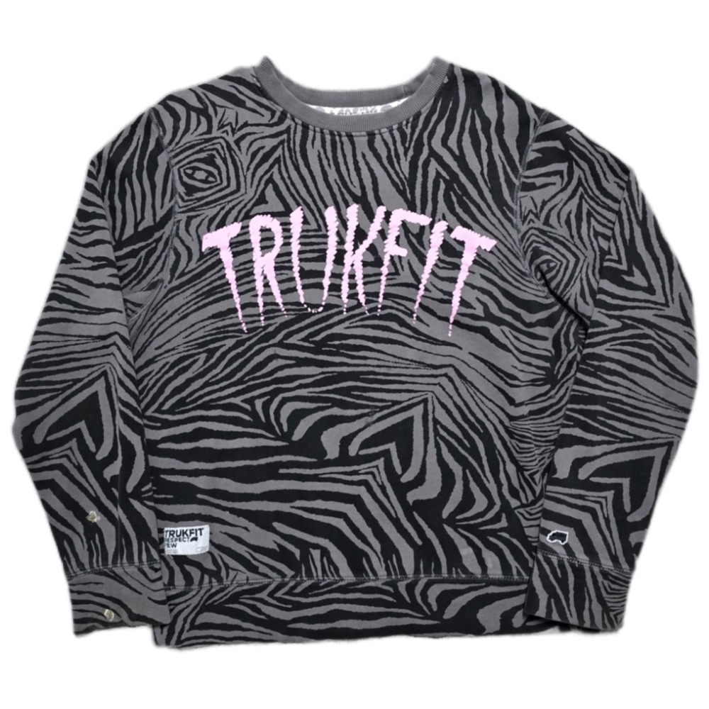 VTG Trukfit Lil Wayne Pullover Sweatshirt Womens XL Y2K Zebra Print Black Pink
